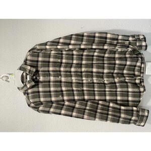 Sonoma Olive Green Plaid Button-Up Shirt - Small